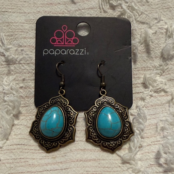 paparazzi Jewelry - Paparazzi Bronze and Turquoise Earrings